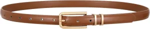 VONMELLI Women Skinny Leather Belt Thin Waist Belt for Women Jeans Dress Fashion Ladies Belt with Gold Buckle