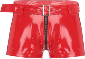 Vxuxlje Men's PVC Faux Leather Low Rise Shorts Wet Look Boxer Briefs Nightclub Dance Hot Pants
