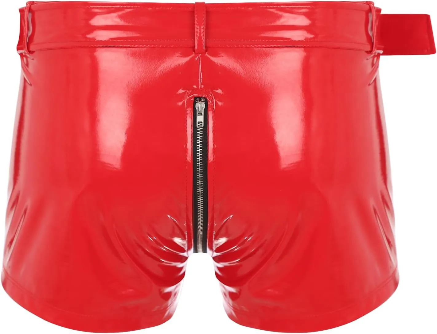Vxuxlje Men's PVC Faux Leather Low Rise Shorts Wet Look Boxer Briefs Nightclub Dance Hot Pants
