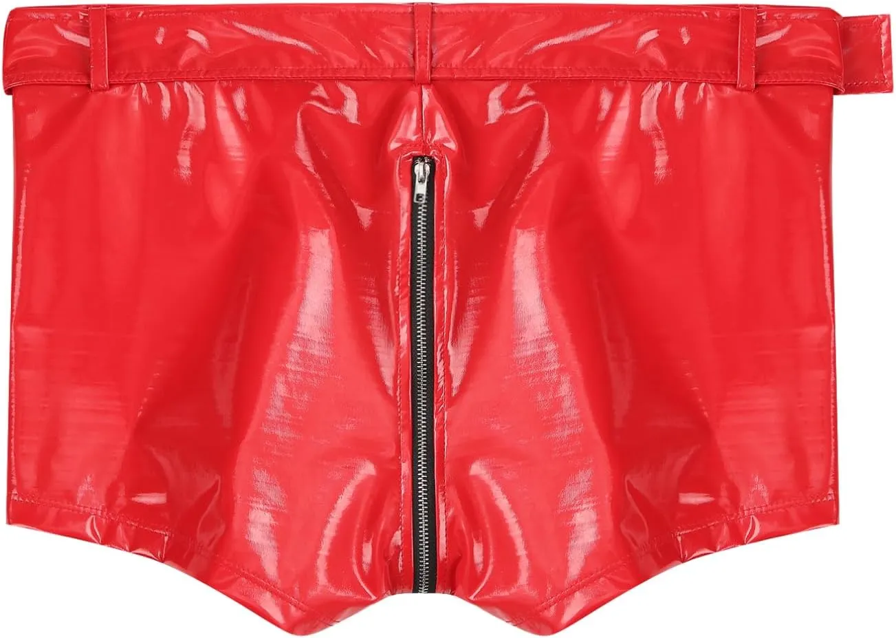 Vxuxlje Men's PVC Faux Leather Low Rise Shorts Wet Look Boxer Briefs Nightclub Dance Hot Pants