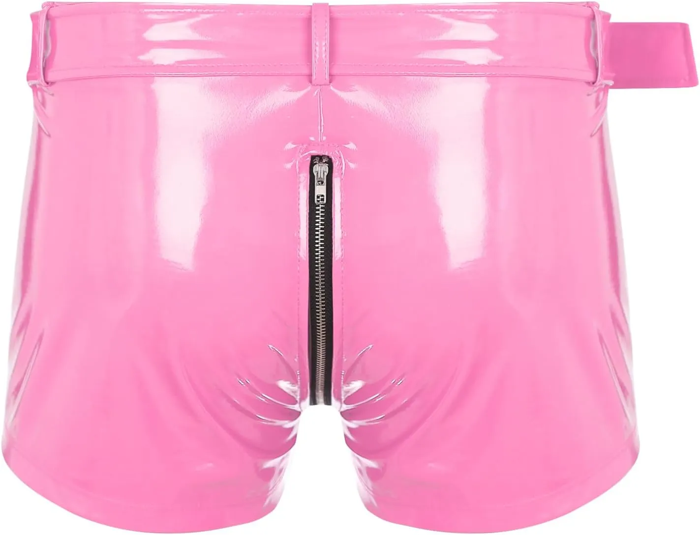 Vxuxlje Men's PVC Faux Leather Low Rise Shorts Wet Look Boxer Briefs Nightclub Dance Hot Pants