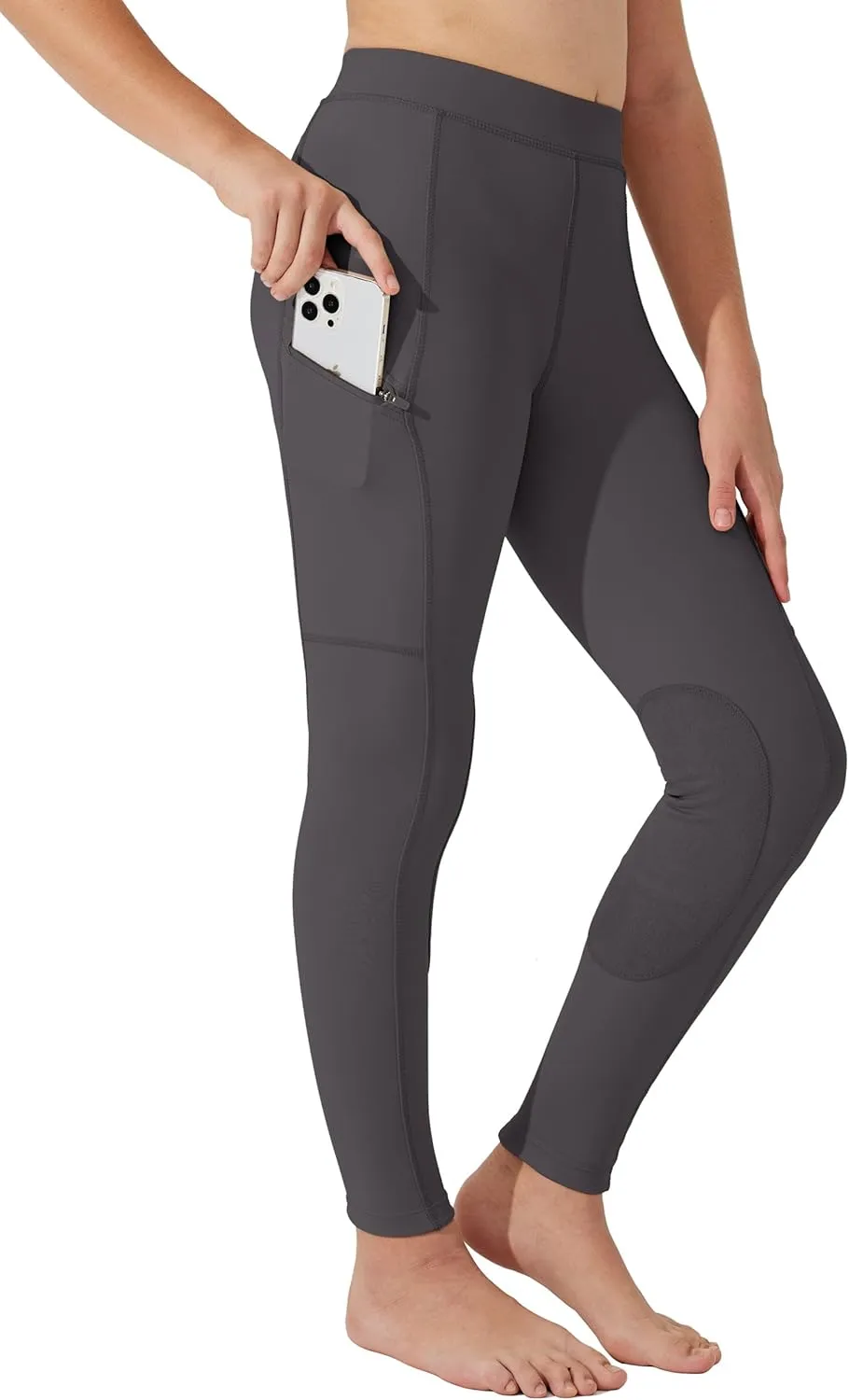 Willit Girls Horse Riding Pants Tights Kids Equestrian Breeches Knee-Patch Youth Schooling Tights Zipper Pockets