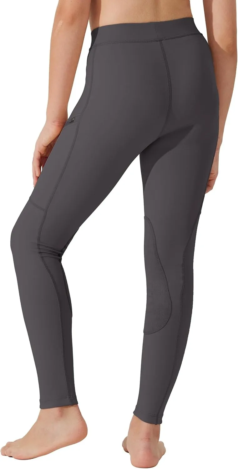 Willit Girls Horse Riding Pants Tights Kids Equestrian Breeches Knee-Patch Youth Schooling Tights Zipper Pockets