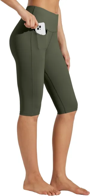 Willit Women's Knee Length Leggings Capri with Pockets High Waisted Exercise Capris Pants for Summer Yoga Workout