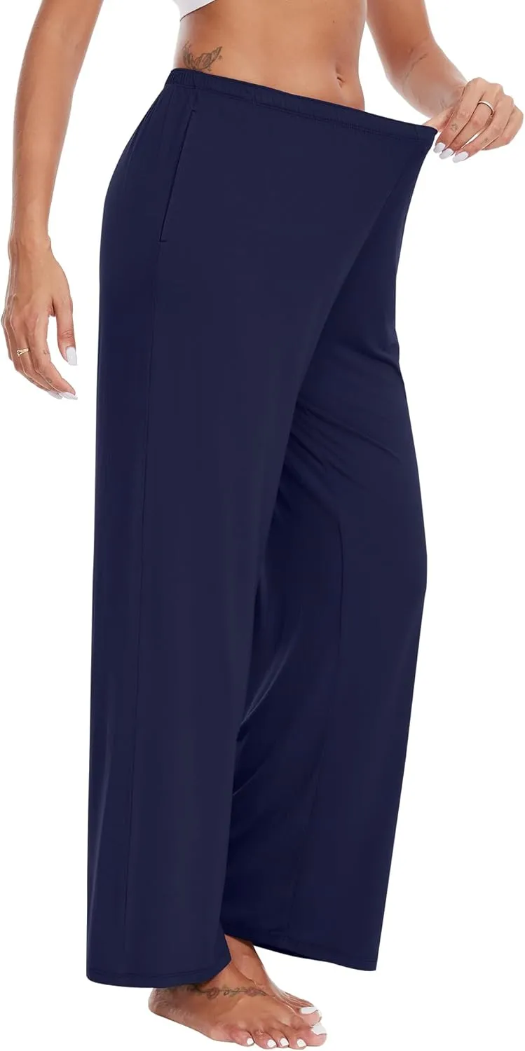 WiWi Women' s Pajamas Pants with Pocket Soft Viscose from Bamboo Yoga Loose Pant Comfy Pajama Bottoms S-XXL