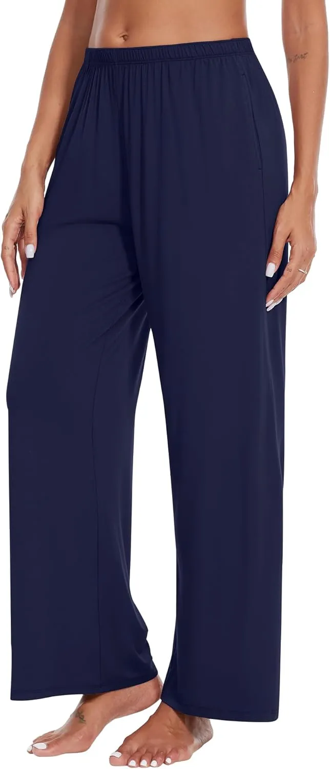 WiWi Women' s Pajamas Pants with Pocket Soft Viscose from Bamboo Yoga Loose Pant Comfy Pajama Bottoms S-XXL