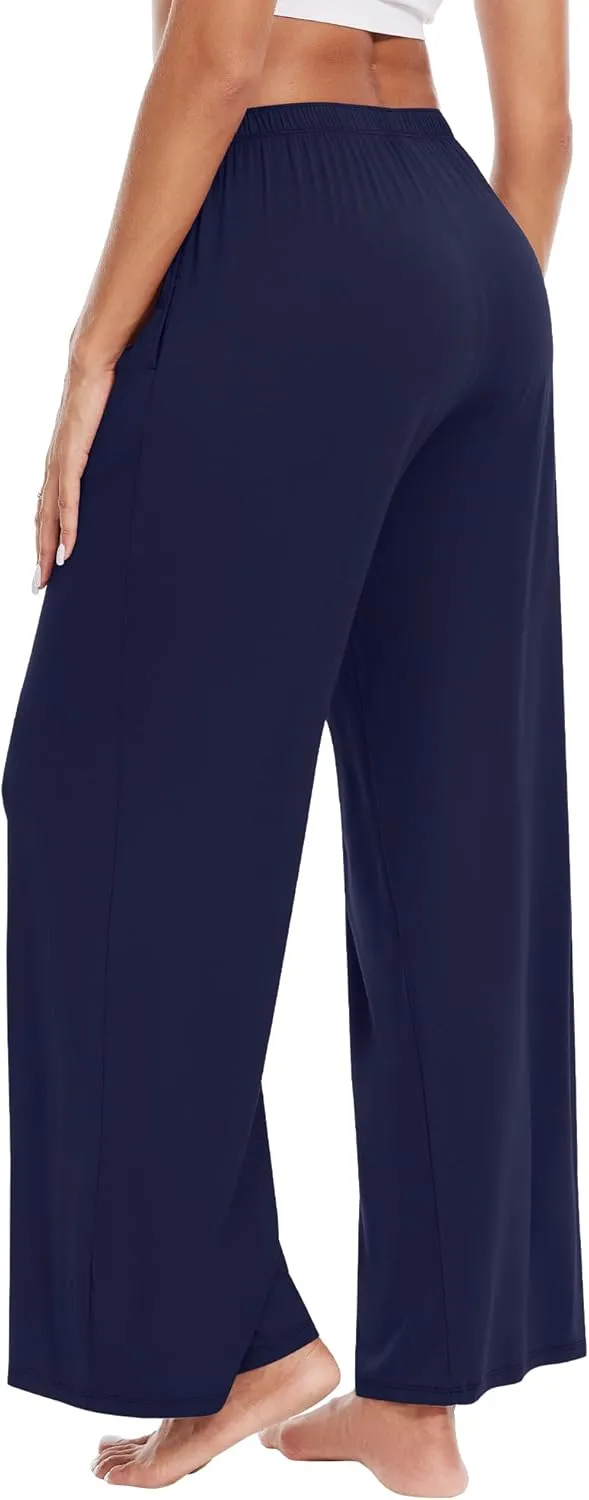 WiWi Women' s Pajamas Pants with Pocket Soft Viscose from Bamboo Yoga Loose Pant Comfy Pajama Bottoms S-XXL