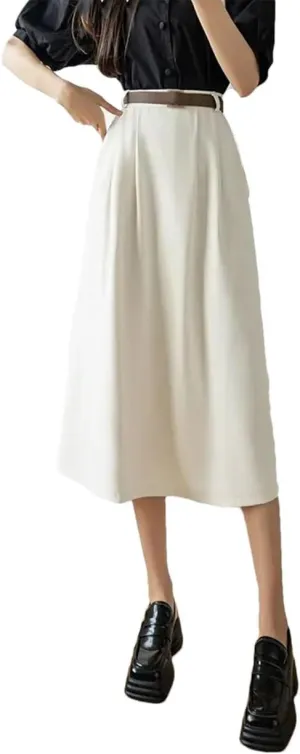 Women High Elastic Waist Pleated Chiffon Skirt A-Line Skirts Women's High Waisted Skirt