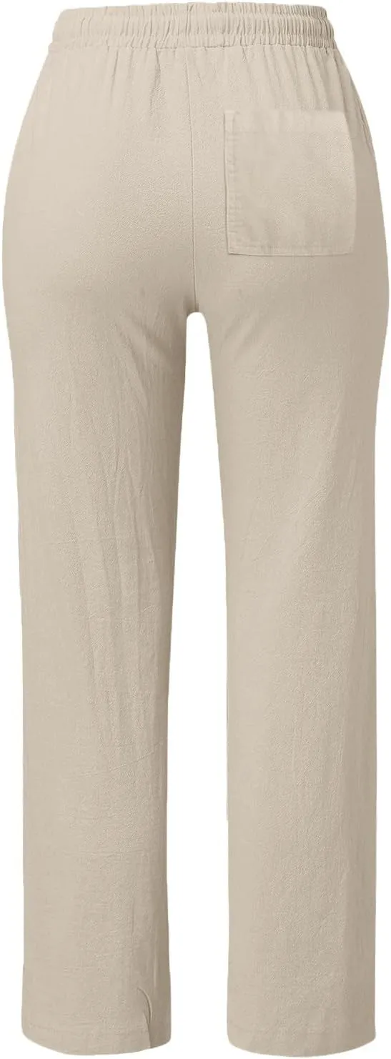 Women Linen Palazzo Pants Winter Satin Sports Jeans with Pockets Fleece Lined Water Resistant