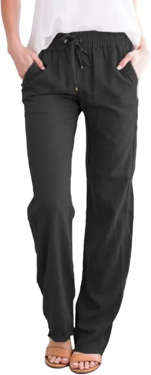 Women Linen Palazzo Pants Winter Satin Sports Jeans with Pockets Fleece Lined Water Resistant