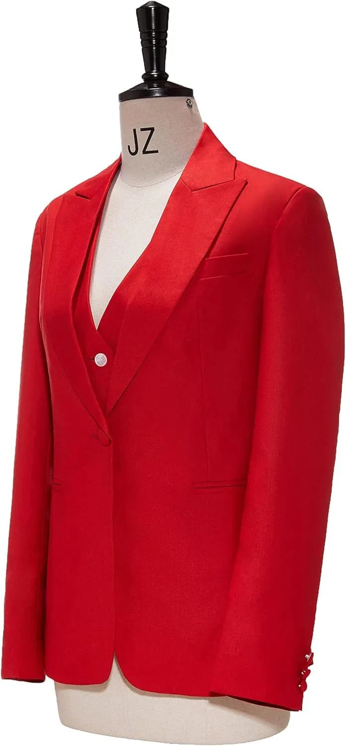 Women Suits Office Work 3 Pieces Set Lady Blazer Formal Business Suit Wedding Tuxedos Party (Blazer Vest Pants)