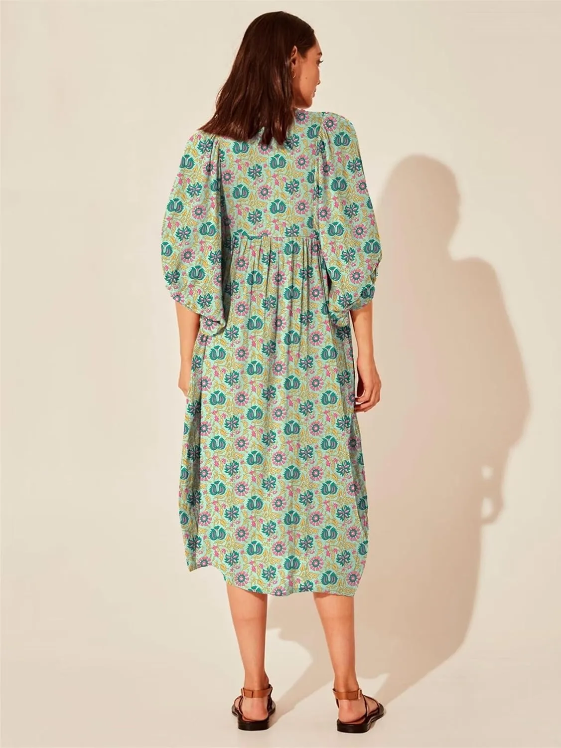 Women Summer Dresses Casual Floral Short Sleeve Dresses Loose Flowy Dresses Vacation Beach Dress Plus Size Maxi Dress