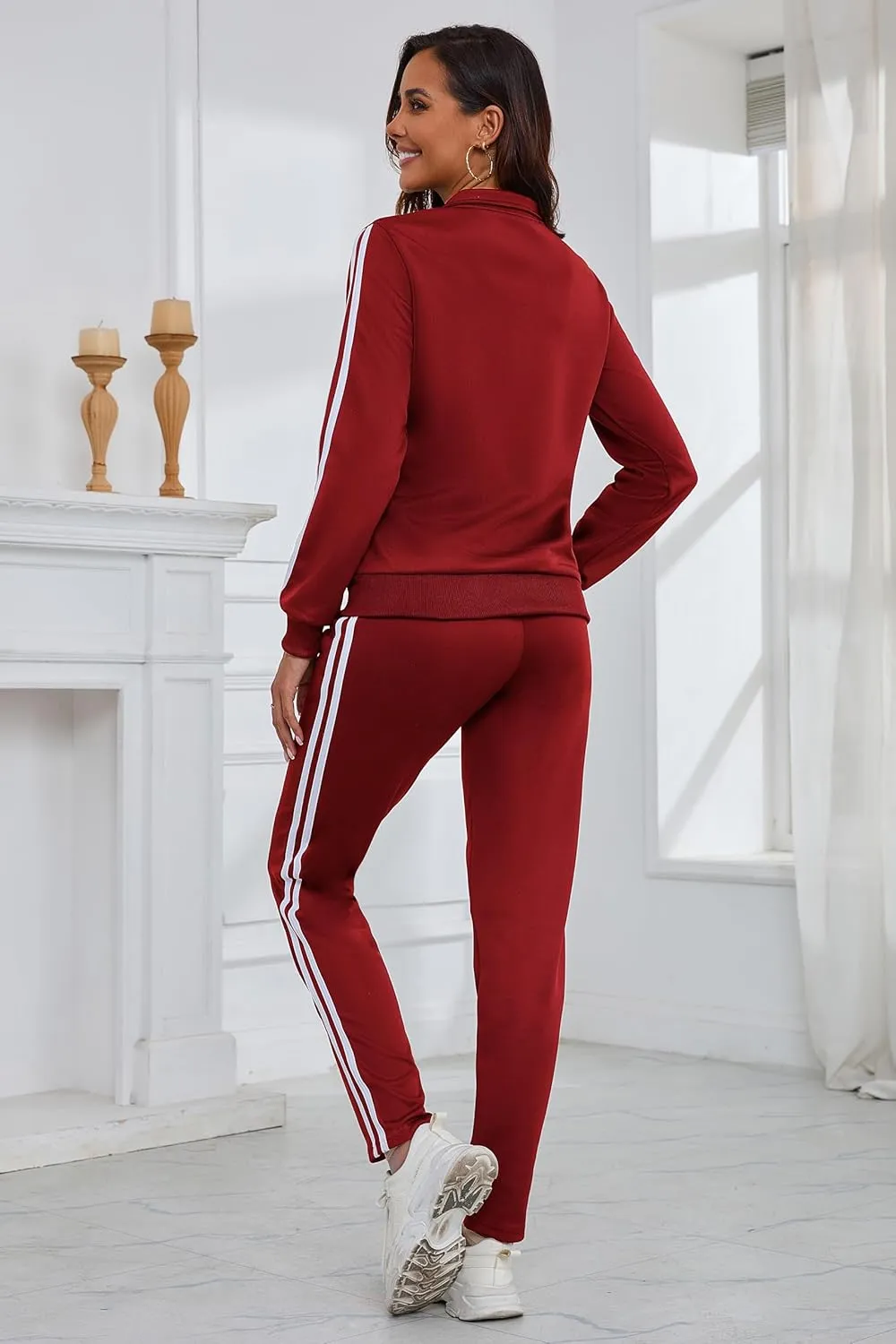 Women's 2 Piece Tracksuit Long Sleeve Track Suits Full Zip Lounge Set Sweatsuits Outfits