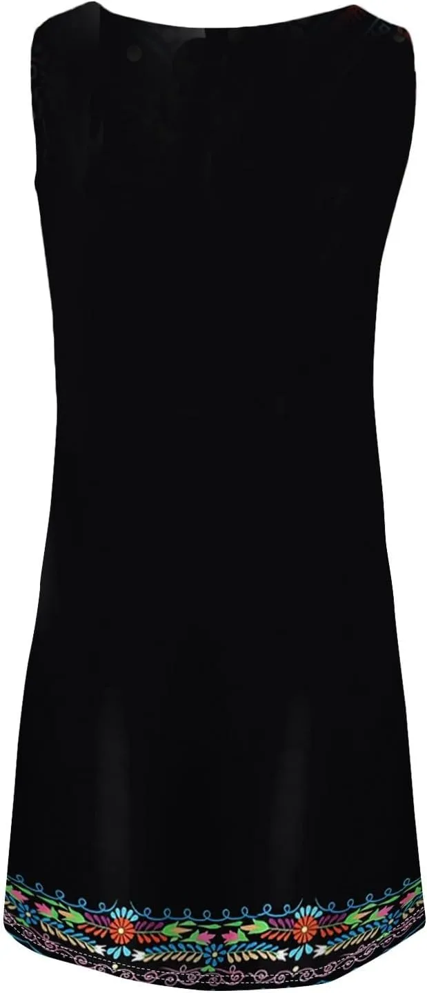 Women's 2024 Summer Floral Mini Dress Sleeveless Ruffle Boho Beach Vacation Short Tank Sundresses