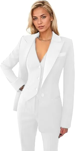 Women's 3 Pieces Pants Suit Office Lady Suit Blazer Vest Pants Business Suit Casual for Women Tuxedo Suits Set