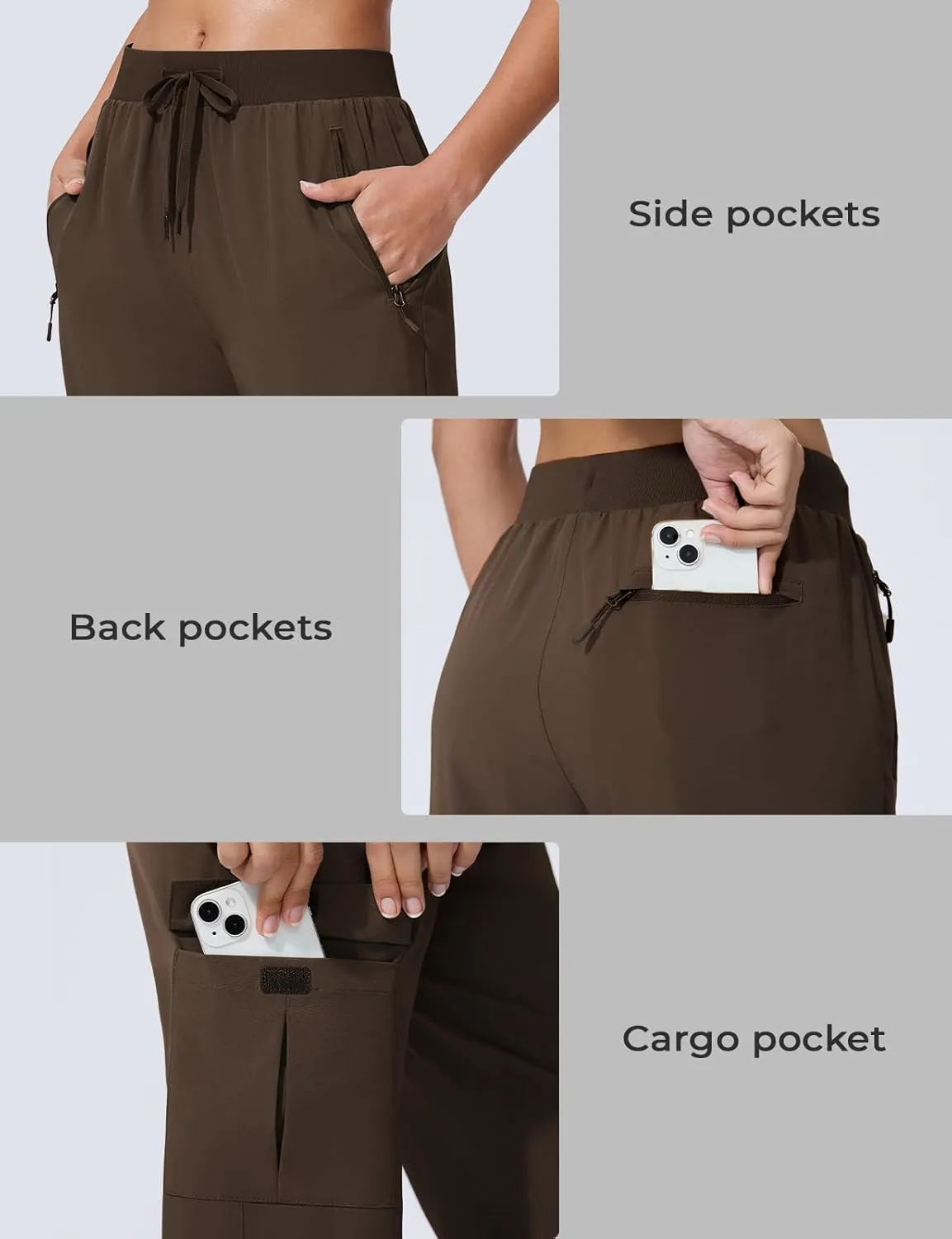 Women's Cargo Joggers Quick Dry Hiking Joggers UPF 50  Lightweight Athletic Jogger Pants Travel Water Resistant