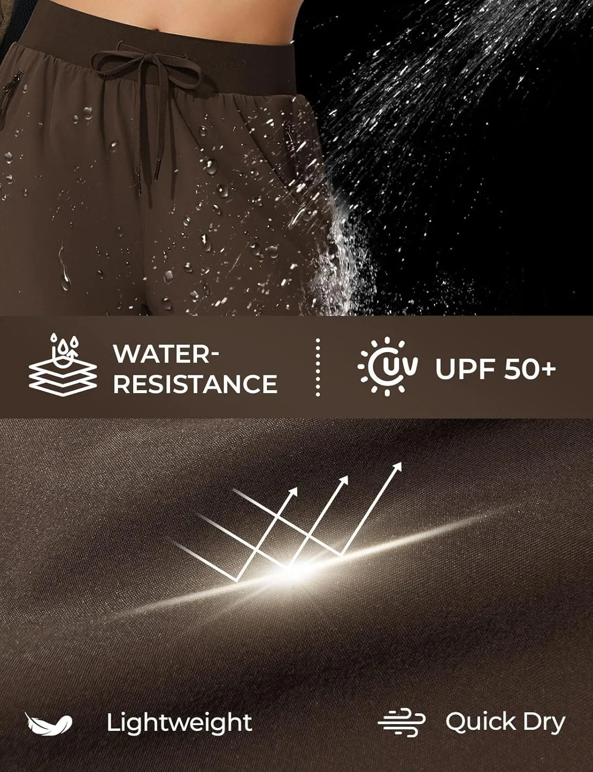 Women's Cargo Joggers Quick Dry Hiking Joggers UPF 50  Lightweight Athletic Jogger Pants Travel Water Resistant