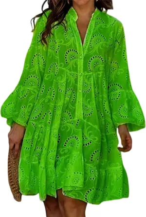 Womens Casual Spring Dresses Cute Long Sleeve Lace Mini Dresses Flowy Vacation Sundress Date Night Dresses Club Dress