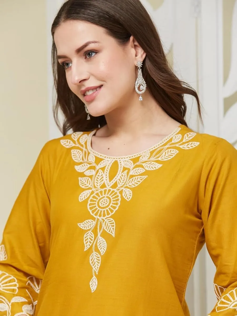 Womens Cord set Pure Cotton Embroidery Work Kurta With Pant Cordset