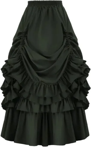 Women's High Waist A-Line Skirt Multilayer Pleated Party Long Skirt Women Casual Midi Skirt