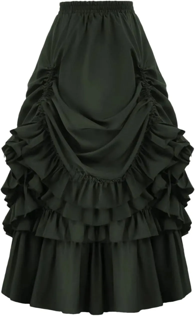 Women's High Waist A-Line Skirt Multilayer Pleated Party Long Skirt Women Casual Midi Skirt