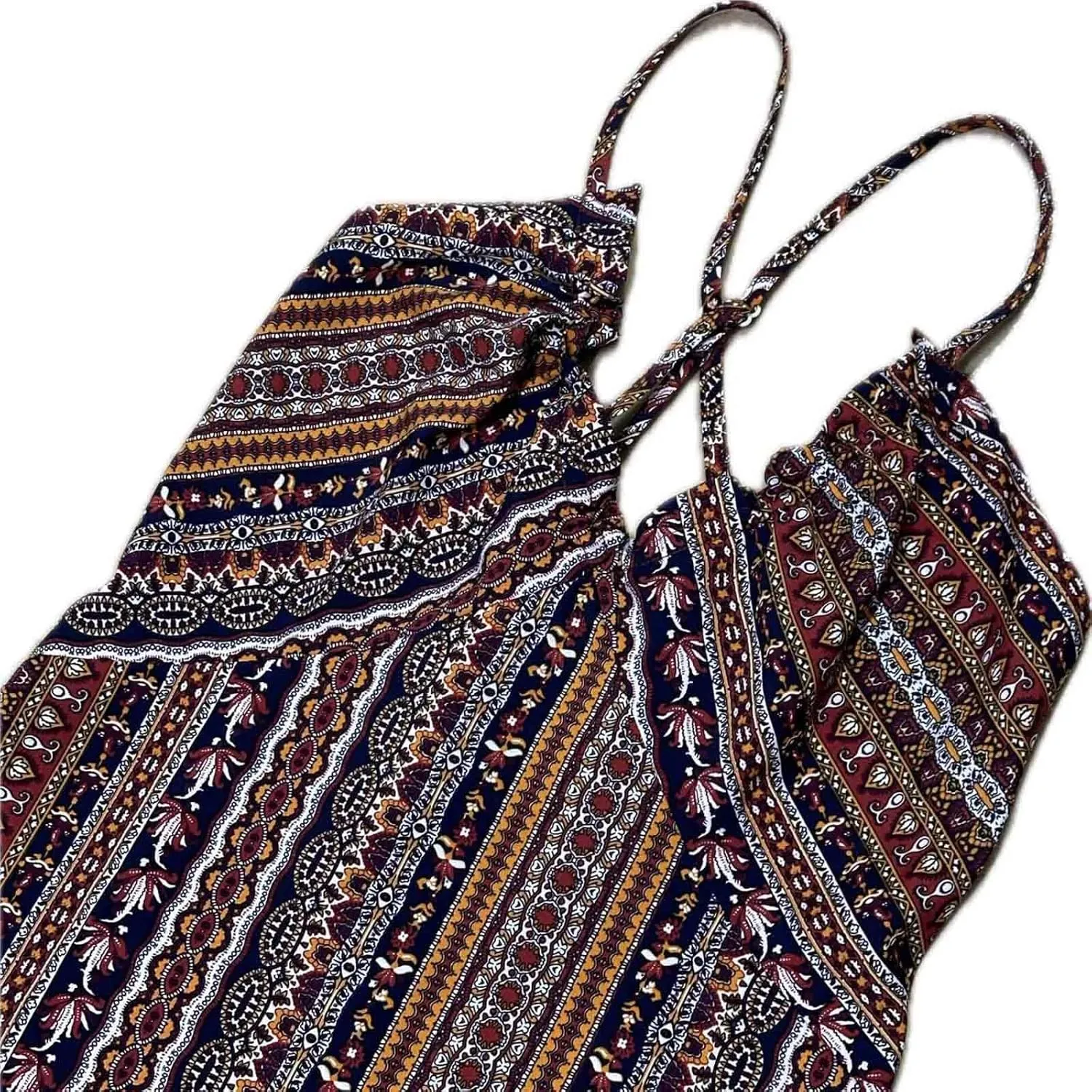 Womens Maxi Dresses Boho Ethnic Style Vintage Floral Dress Sexy V-Neck Sleeveless Side Split Summer Beach Sundress
