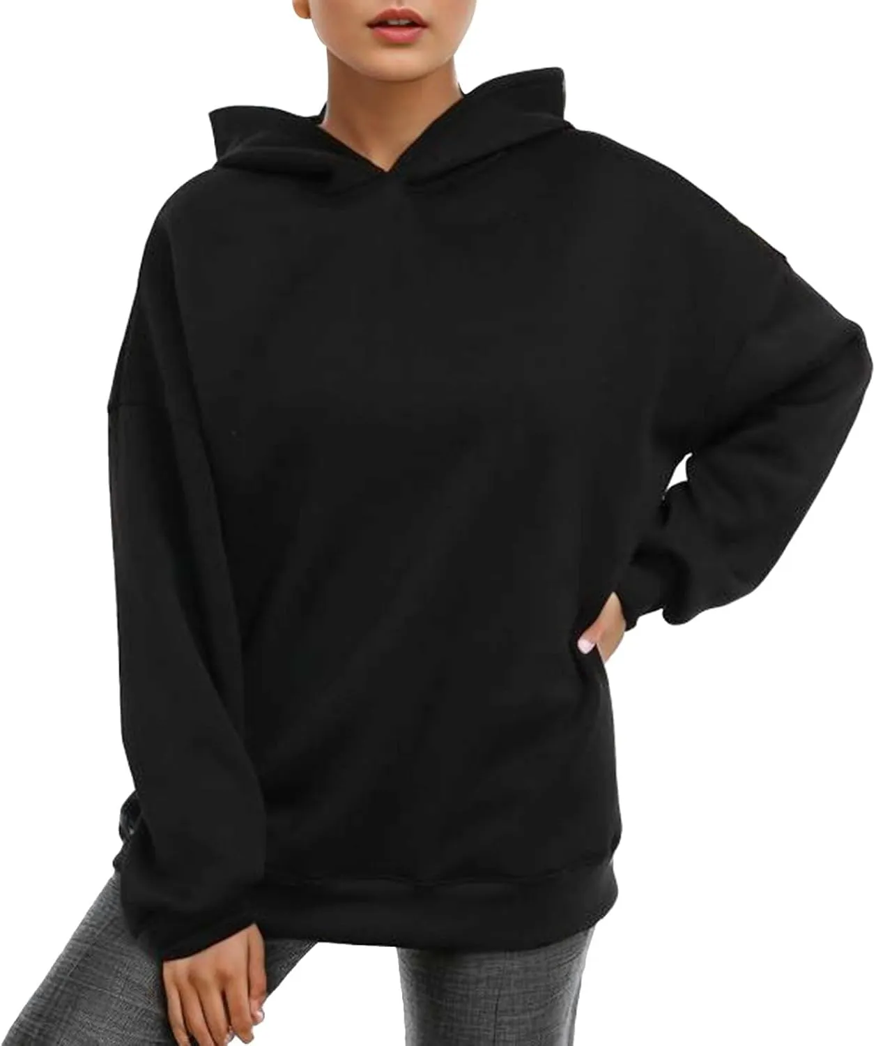 Womens Oversized Sweatshirts Pullover Hoodies Artificial Short Velvet Oversized Hoodies Fleece Hooded Knitted