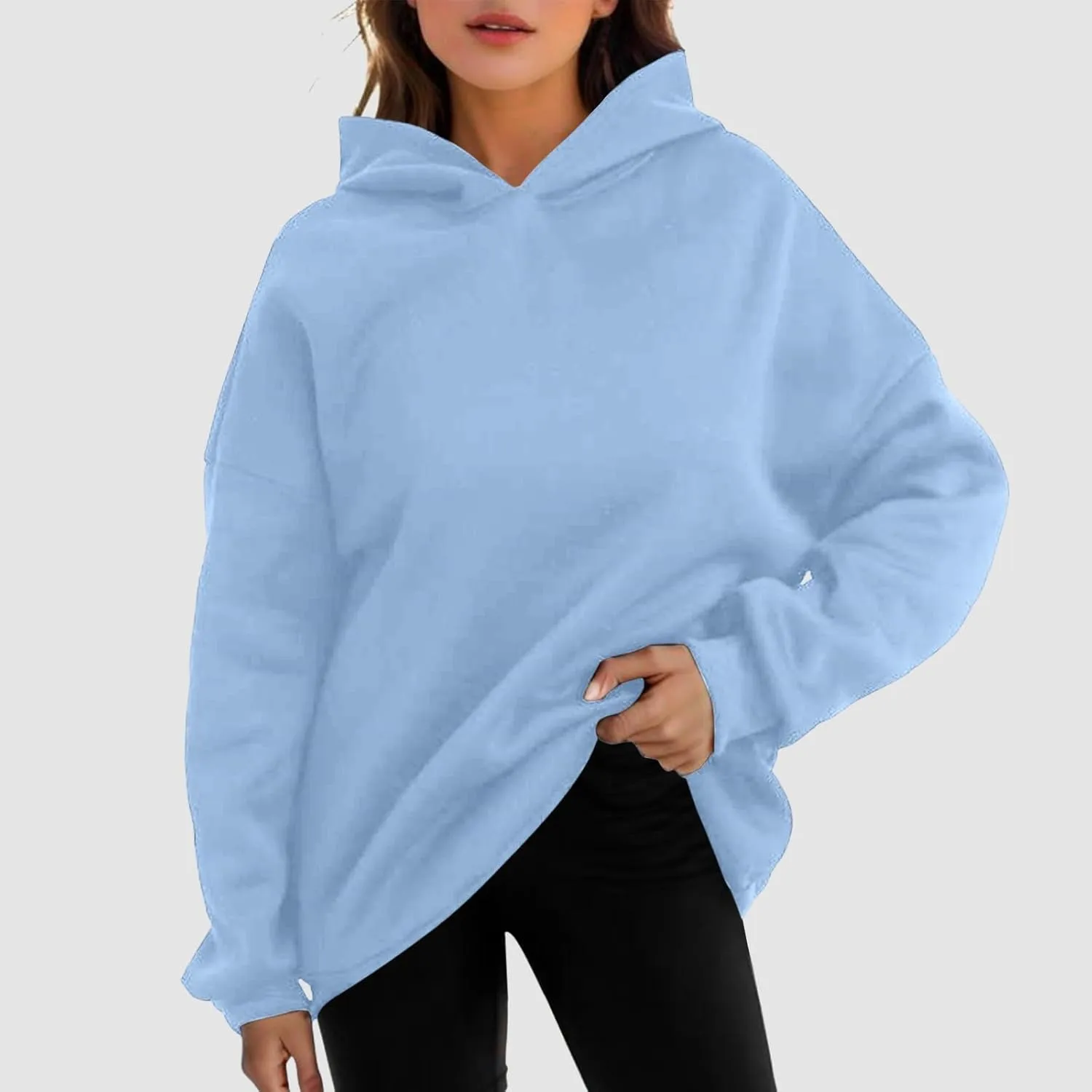 Womens Oversized Sweatshirts Pullover Hoodies Artificial Short Velvet Oversized Hoodies Fleece Hooded Knitted