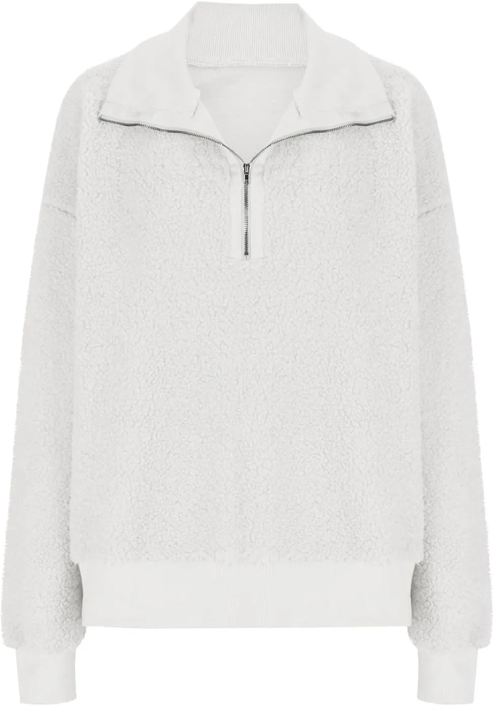 Womens Sherpa Hoodies Quarter Zip Up Fuzzy Fleece Pullover Top Casual Loose Fluffy Sweatshirts Warm Winter Clothes