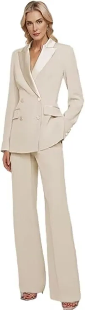 Womens Suit 2 Piece Set Business Two Button Peak Lapel Blazer Jacket with Pants for Office Ladies