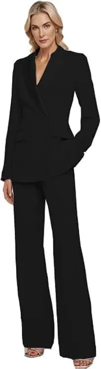 Womens Suit 2 Piece Set Business Two Button Peak Lapel Blazer Jacket with Pants for Office Ladies