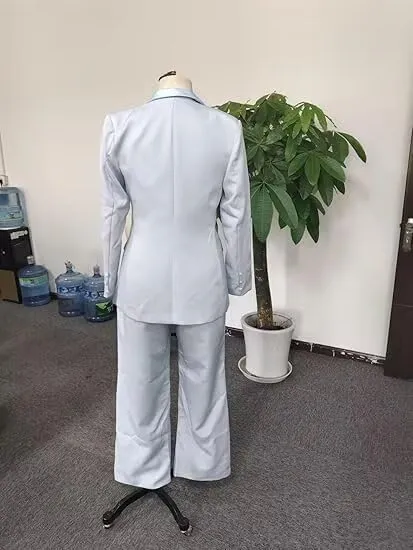 Womens Suit 2 Piece Set Business Two Button Peak Lapel Blazer Jacket with Pants for Office Ladies