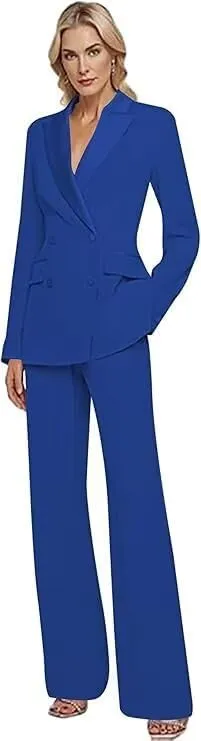 Womens Suit 2 Piece Set Business Two Button Peak Lapel Blazer Jacket with Pants for Office Ladies