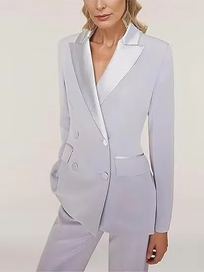 Womens Suit 2 Piece Set Business Two Button Peak Lapel Blazer Jacket with Pants for Office Ladies