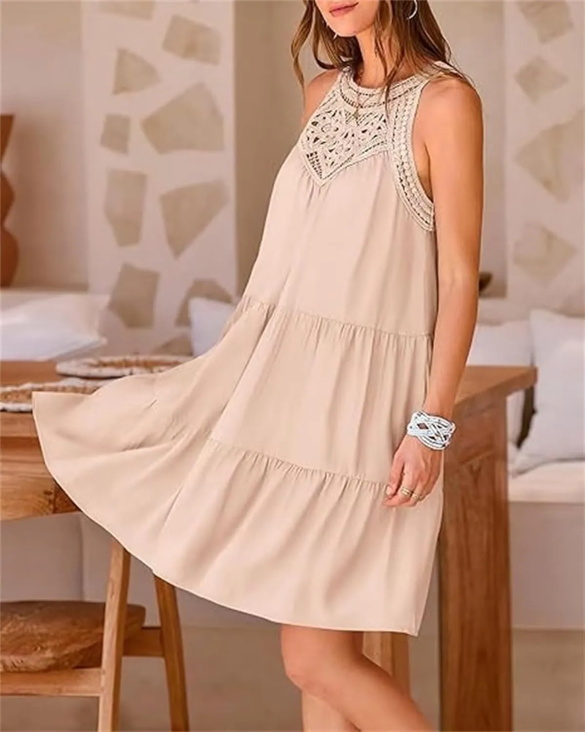 Womens Summer Dresses Casual Loose Sundress Sleeveless Flowy Mini Dresses Cute Boho Vacation Beach Dresses Plus Size
