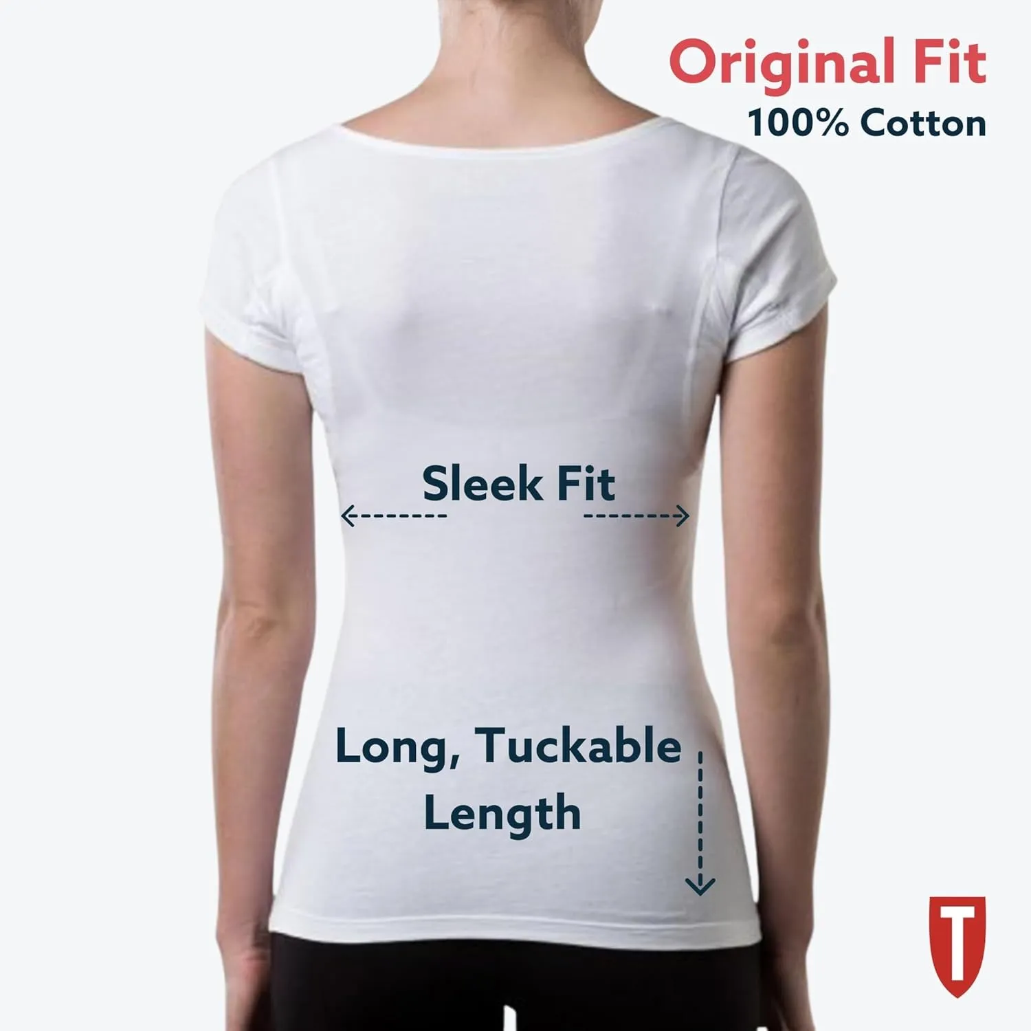 Women's Sweatproof Undershirt | Cotton Scoop Neck | Original Fit | with Sweat Pads