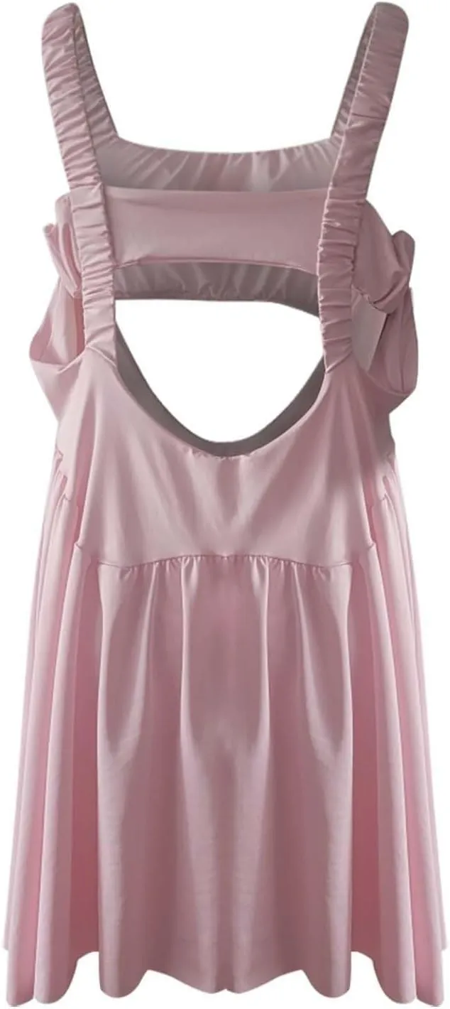 Womens Tennis Dress Built-in Bra and Shorts Cut Out Workout Outfits Athletic Dresses Teen Girls Activewear Dresses