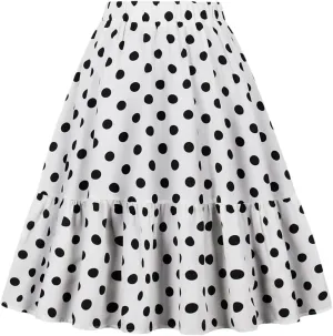 Women's Vintage Flared Skirt Loose Midi Skirt Women A-Line Casual Skirts