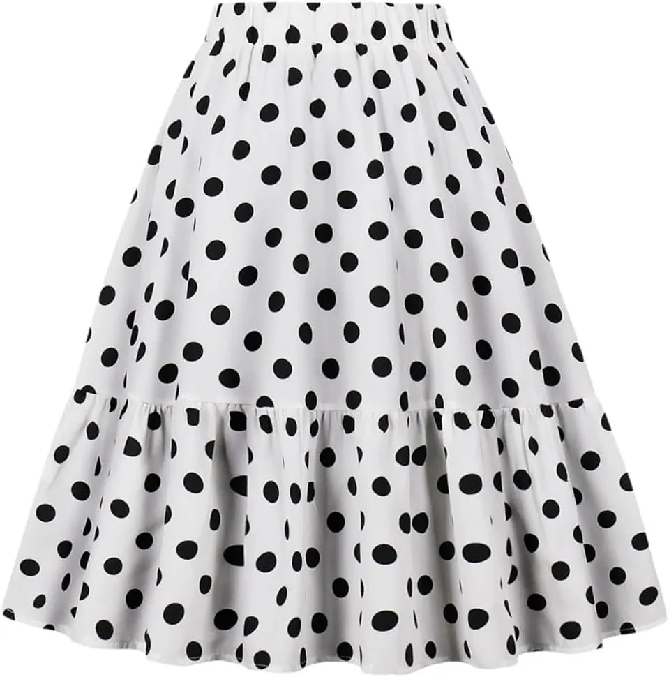 Women's Vintage Flared Skirt Loose Midi Skirt Women A-Line Casual Skirts