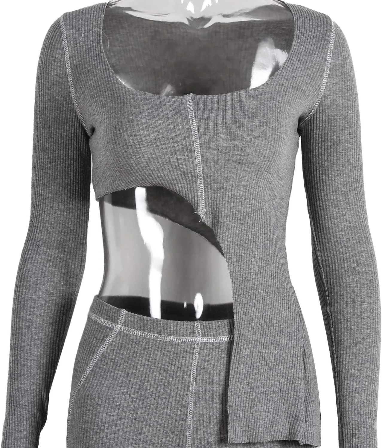 XLLAIS Women 2 Piece Outfits Rib Knit Pullover Sweater Top Long Flare Pants Set Sweatsuits Tracksuit