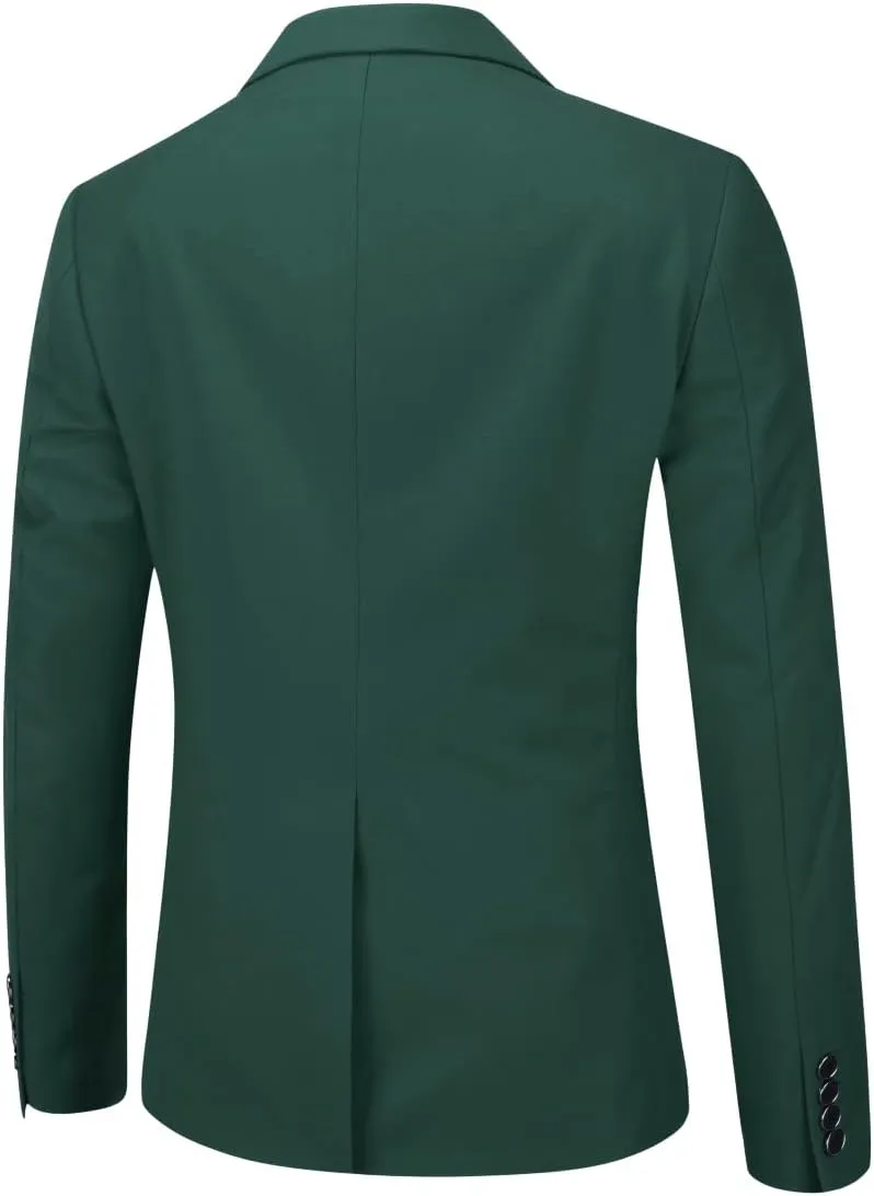 YFFUSHI Men's 3 Piece Suit Set Slim Fit One Button Solid Jacket Vest Pants with Suit Bags