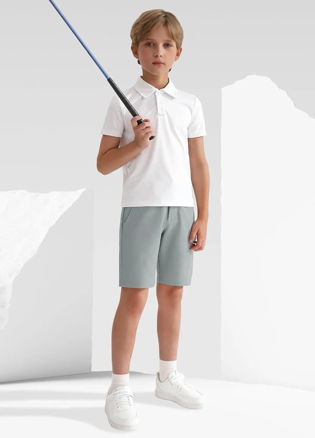 Youth Boys Golf Shorts Stretch Lightweight Kids School Uniform Clothes Flat Front Casual Khaki Hybrid Chino Dress Short